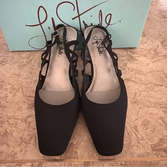 Black Slingback Pumps - Picture 2 of 6